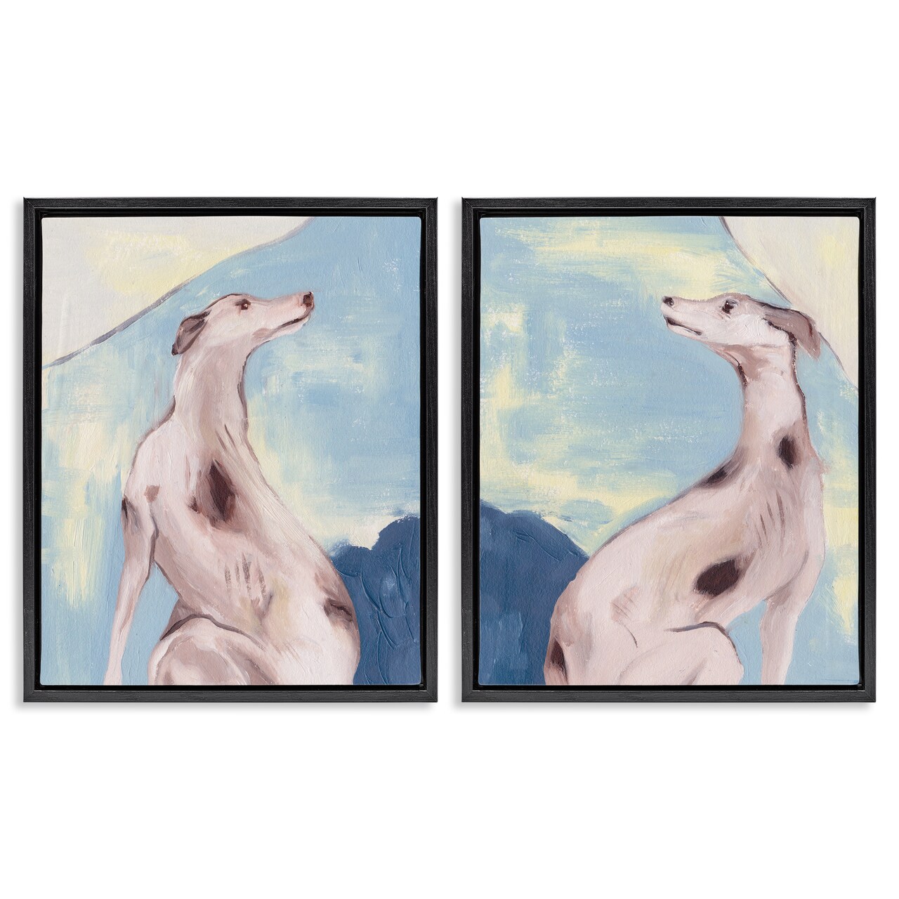 Stupell Industries Spotted Greyhound Dogs 2 pc Framed Floater Canvas Wall Art Set Design by Melissa Wang